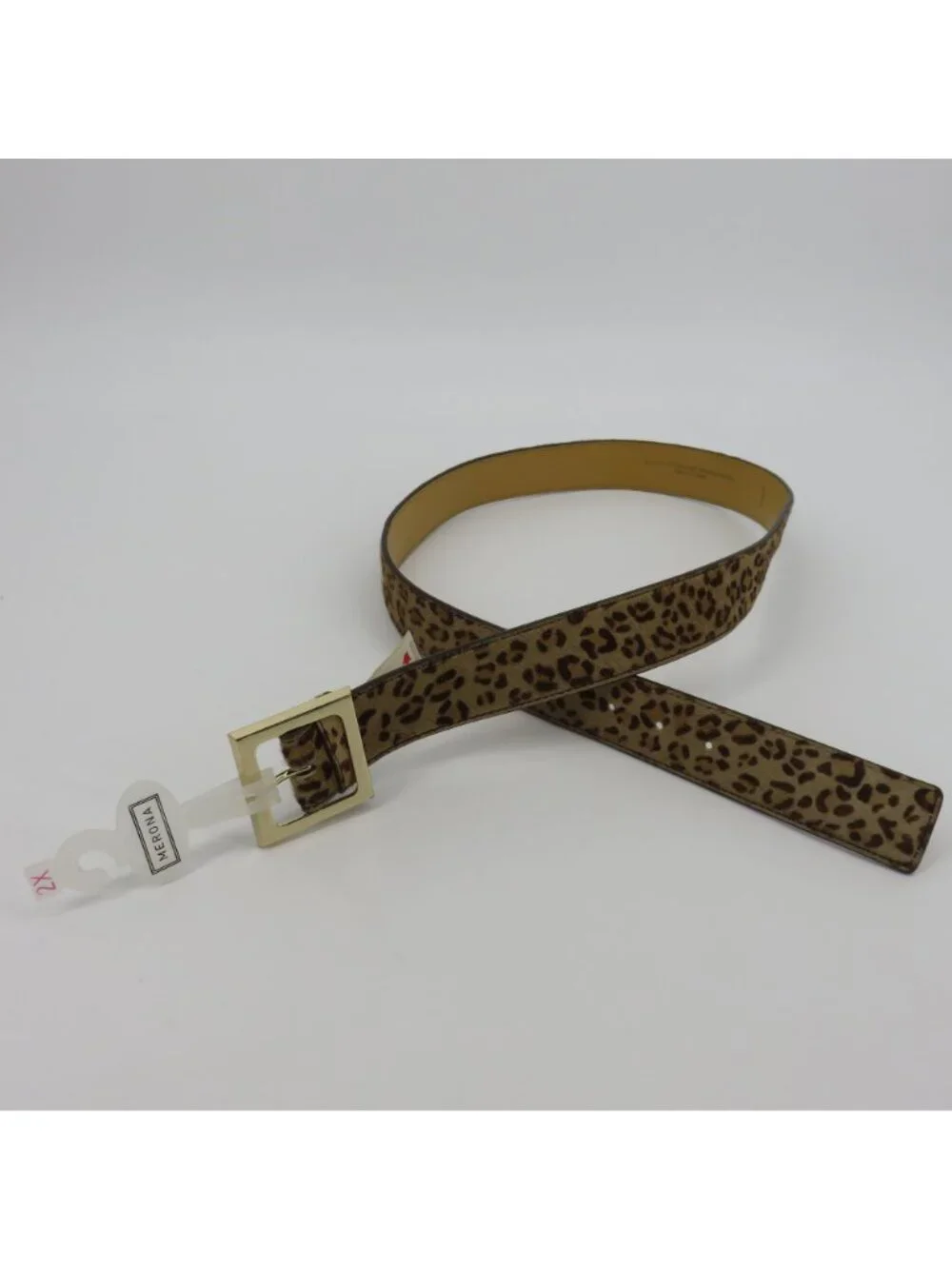 Merona Women 2XL Leopard Cheetah Animal Print Hair Leather Belt Y2K 2006 NEW